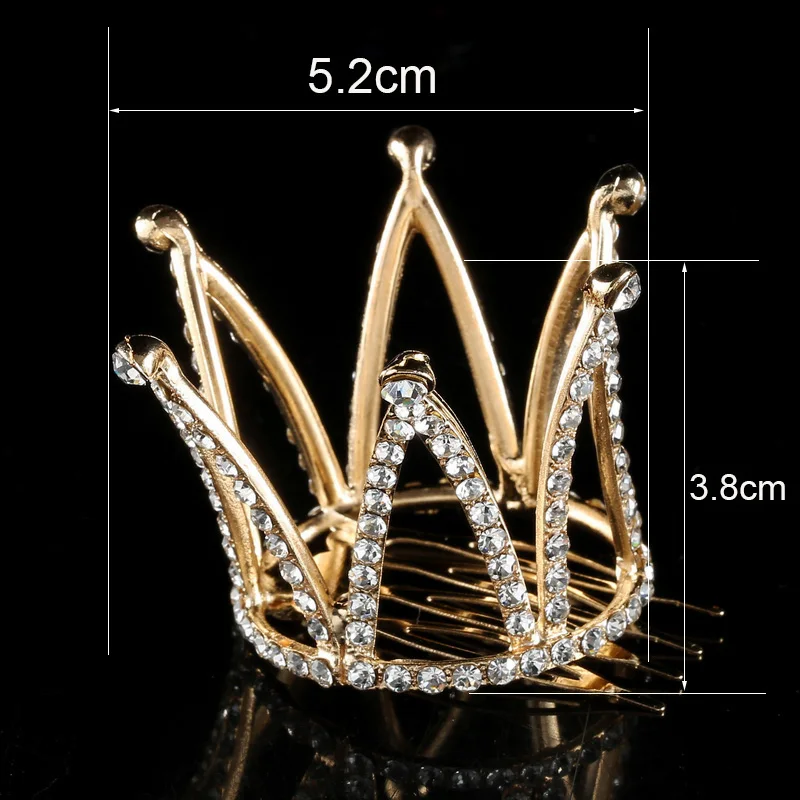 TDQUEEN Tiaras and Crowns Hair Comb Gold Color Kids Girls Mini Round Hair Jewelry Pageant Prom Princess Tiara Crown