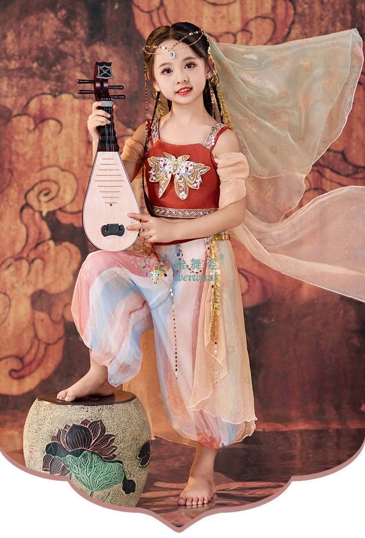 

Children Arabian Princess Festival Costume Bollywood Jasmine Princess Halloween Cosplay Outfit for Girls IndianDance Fancy Dress