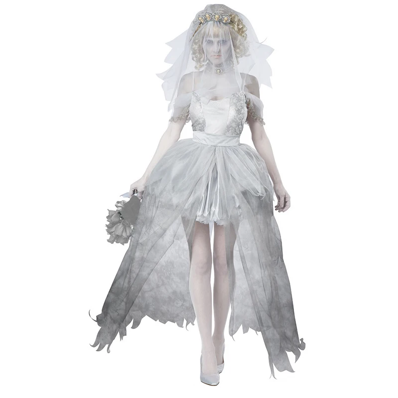 2025 nuevo carnaval Halloween señora cadáver novia disfraz Día de los muertos muñeca espeluznante tutú con delantal Cosplay vestido de fiesta elegante