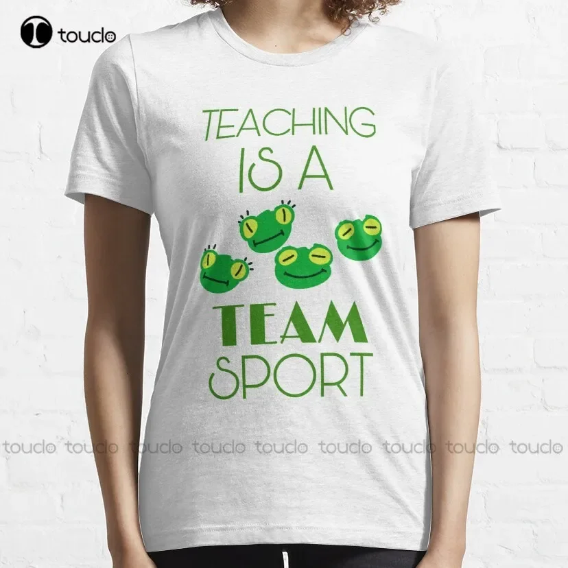 Teaching Is A Team Sport Green Frogs Kindergarten Happy Students  Classic T-Shirt Cooling Shirts For Men Xs-5Xl Size Retro