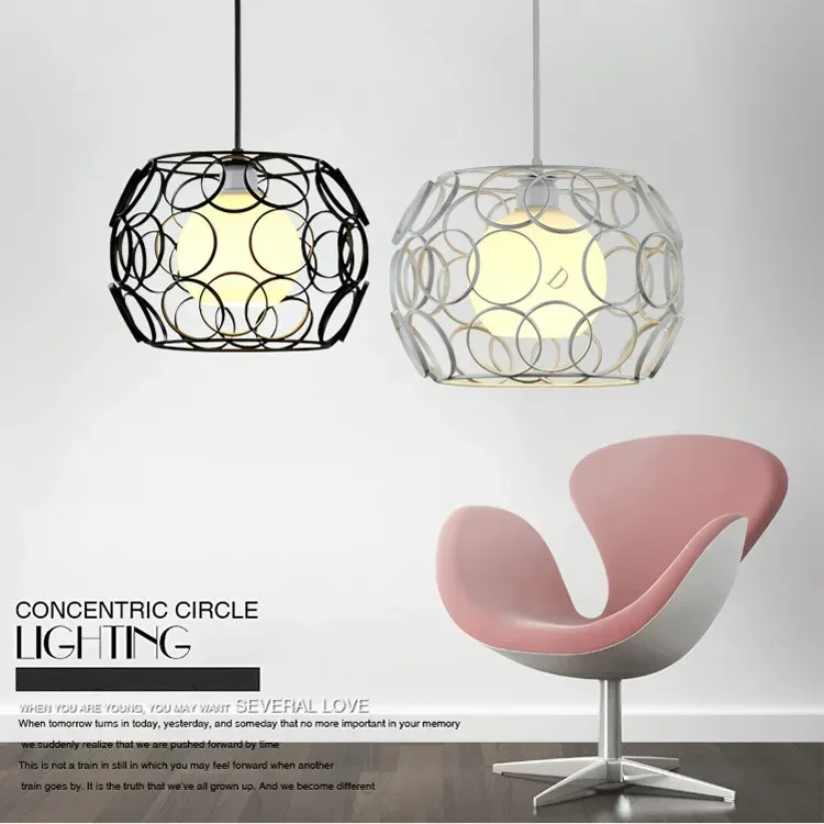 Nordic chandelier modern simple bar single head iron glass restaurant dining creative porch corridor study lamp