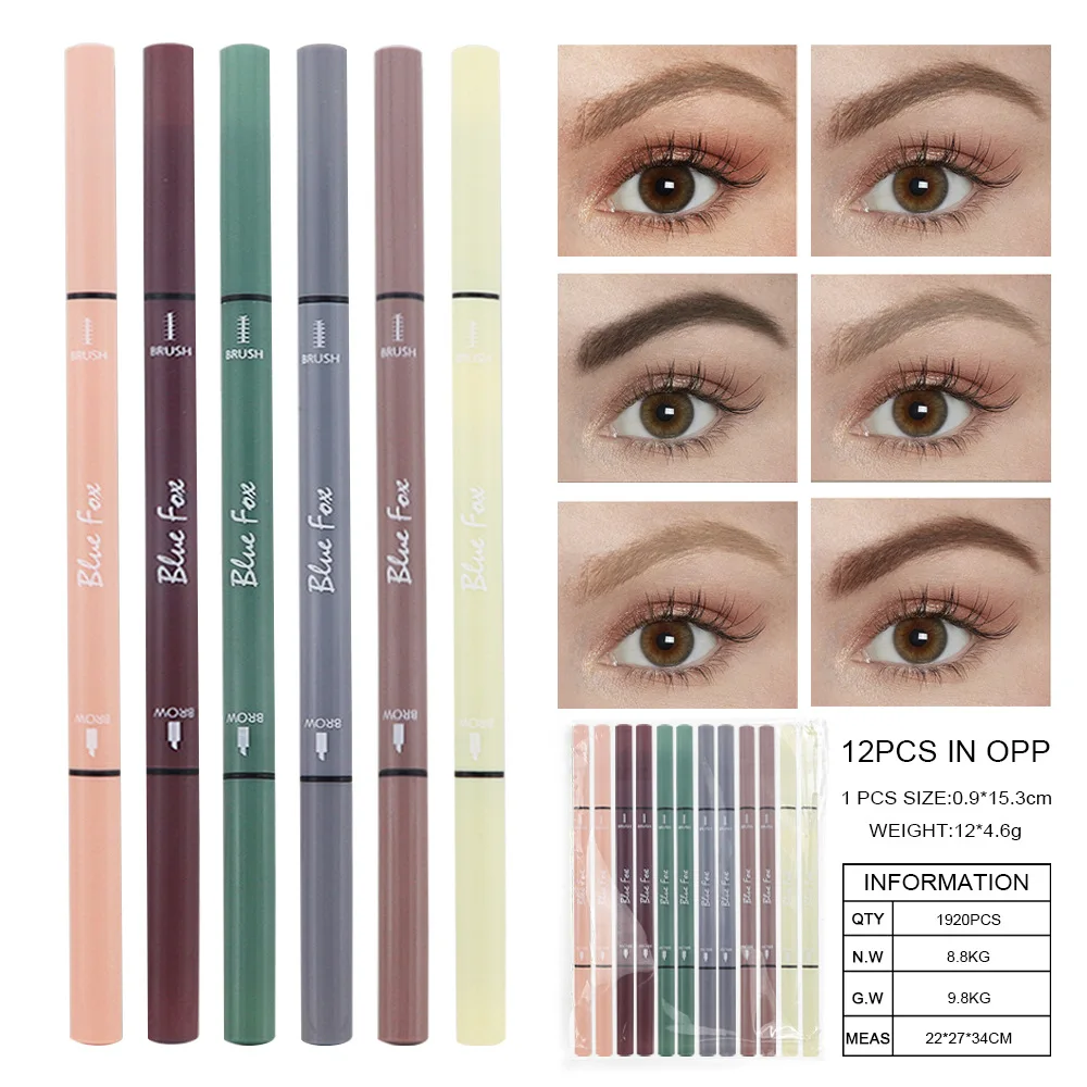 Old Style Holz extrem dünne Doppelkopf Eyeliner Augenbrauen stift kann 6 Farben, 12 Stück, erschwing liche Augenbrauen stift se drehen