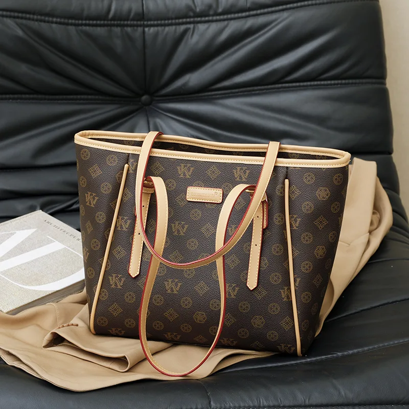 حقيبة كتف ريترو عصرية كتلة ألوان للتنقل بسيطة كاجوال خفيفة فاخرة متعددة الاستخدامات وبسيطة ومحفظة جلدية عالية الجودة