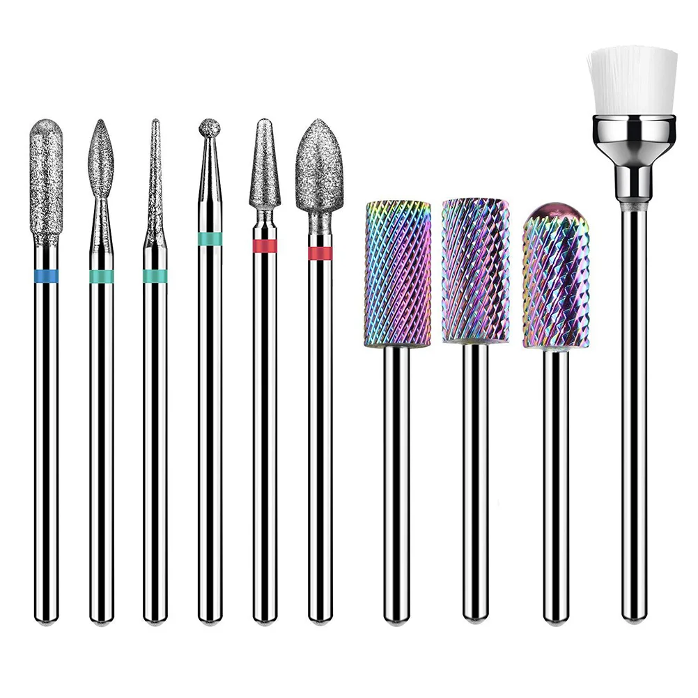 ชุดหัวเจียรเล็บ 10 ชิ้น อุปกรณ์ทำเล็บ ทนทานต่อการสึกหรอสูง หัวเจียรสำหรับขัดเจล กำจัดหนังกำพร้า ดูแลเล็บ ทำเล็บ