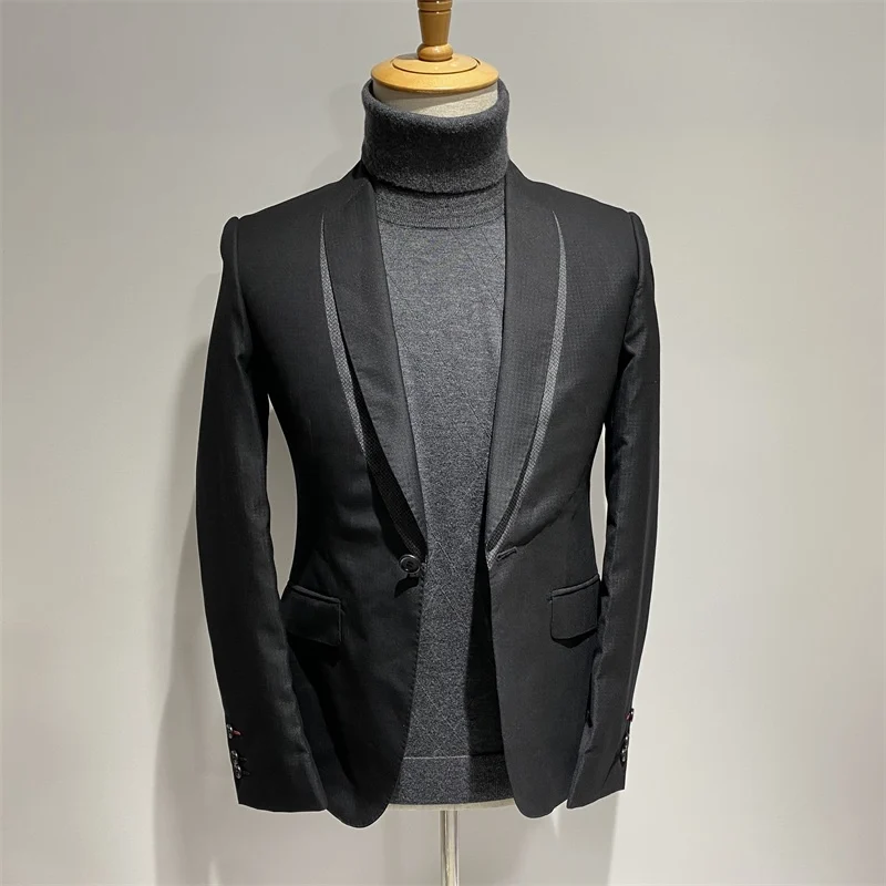 

Yago GY Мужская деловая повседневная облегающая одежда Bla Youth Faion Верхняя одежда Топ Busin Casual Long Sve с круглым подолом на заказ irt