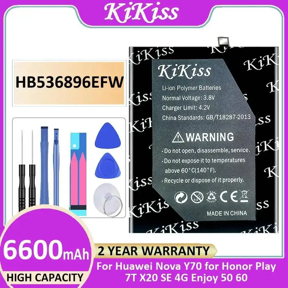 لهواوي نوفا Y70 الشرف اللعب 7T X20 SE 4G استمتع 50 60 بطارية الهاتف المحمول HB536896EFW 6600Mah آمنة عالية الكفاءة