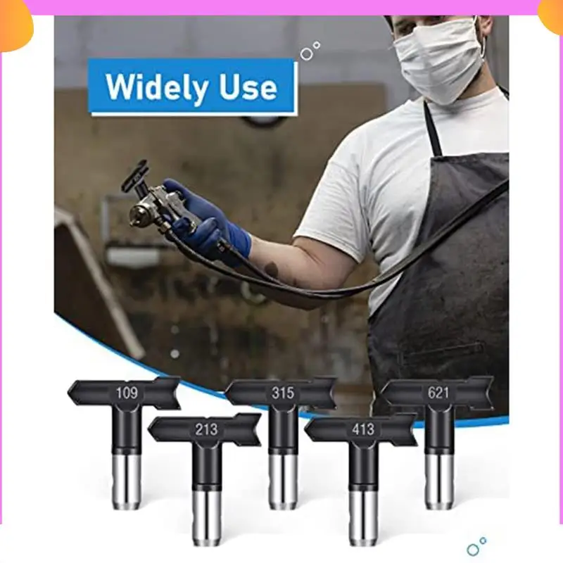 

A23P 5PCS Spray Nozzle Spray Tip Reversible Spray Tips Airless Paint Sprayer Nozzle Tips (109, 213, 315, 413, 621)