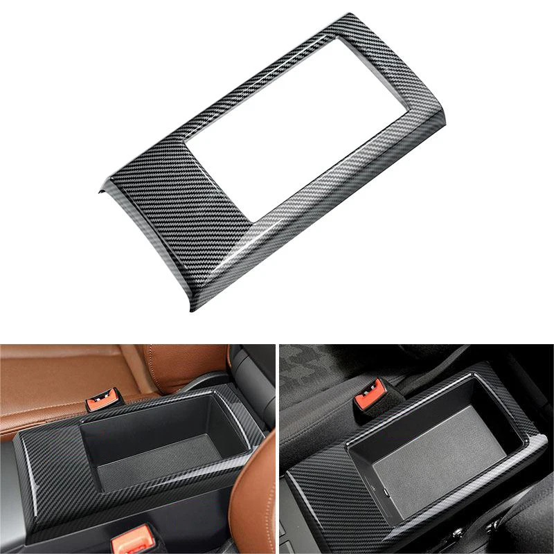 ABS Carbon Fiber Texture Car Styling Center Control Armrest Storage Box Base Frame Cover Trim For Audi A3 8V 2015 - 2020