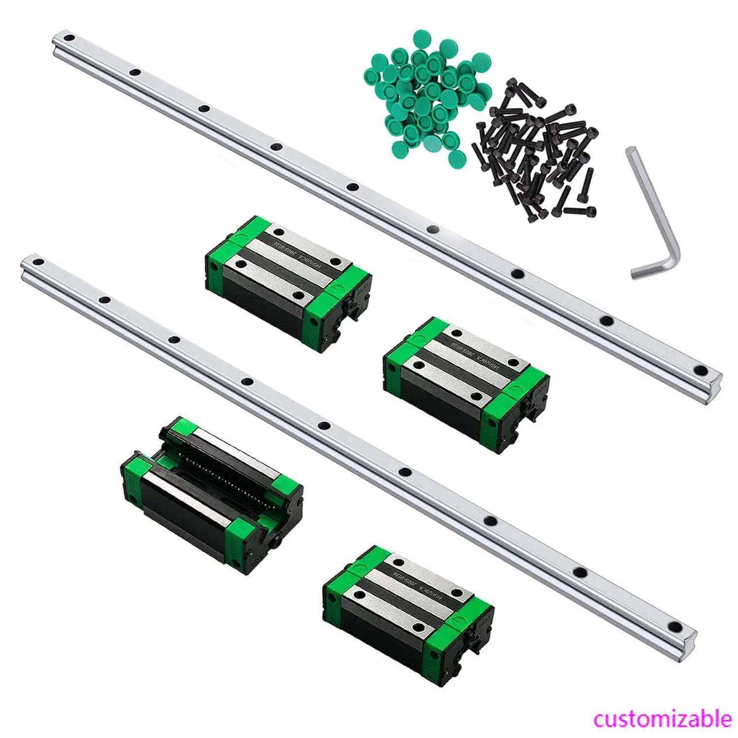 

Linear Guide Rail kit 2Pcs HGR20 2000mm Linear Rail Linear Slide Rails and 4Pcs HGH20CA Linear Blocks Bearing Block