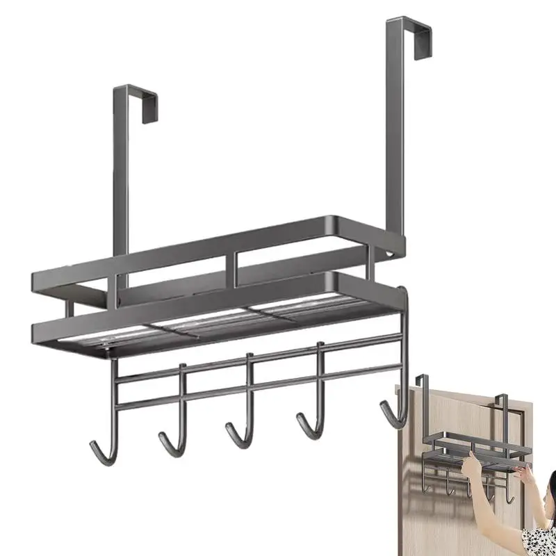 

Door Rack Organizer Carbon Steel Door Storage Rack Storage Organizer Rack Punch-Free Detachable Storage Shelf Over The Door
