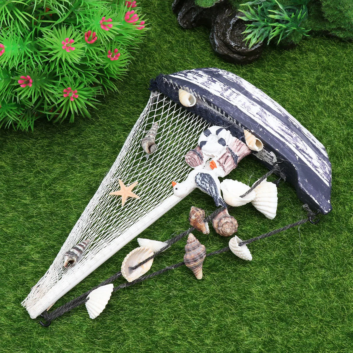 

Small Mini Wooden Shell Sailing Boat Resin Craft Mediterranean Style Home Decoration Gift Sailing Boat Ornament