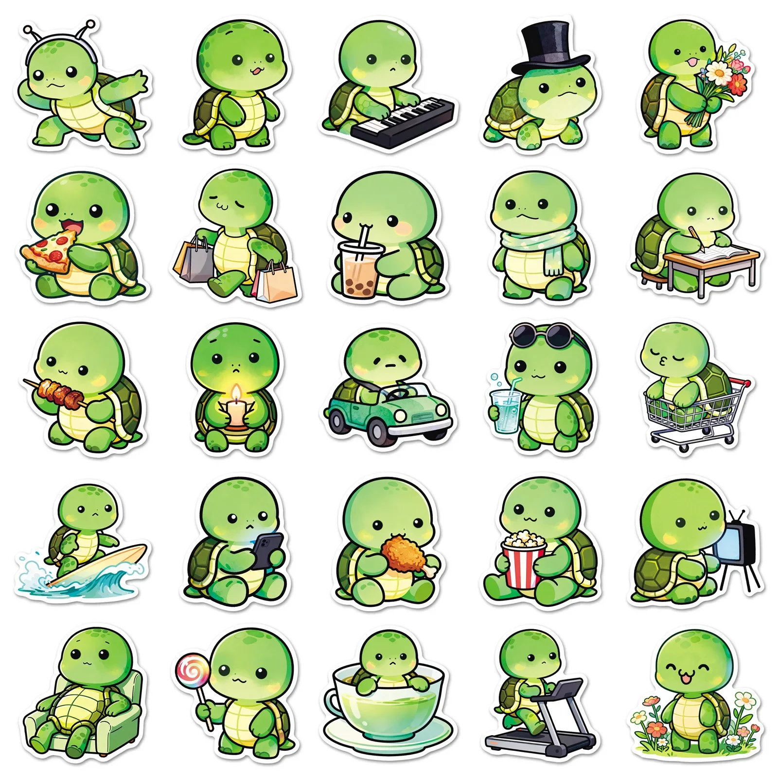 

50PCS Cute Turtle Animal Sticker DIY Decoration Waterproof Mobile Phone Case Skateboard Notebook Graffiti Toys Gifts