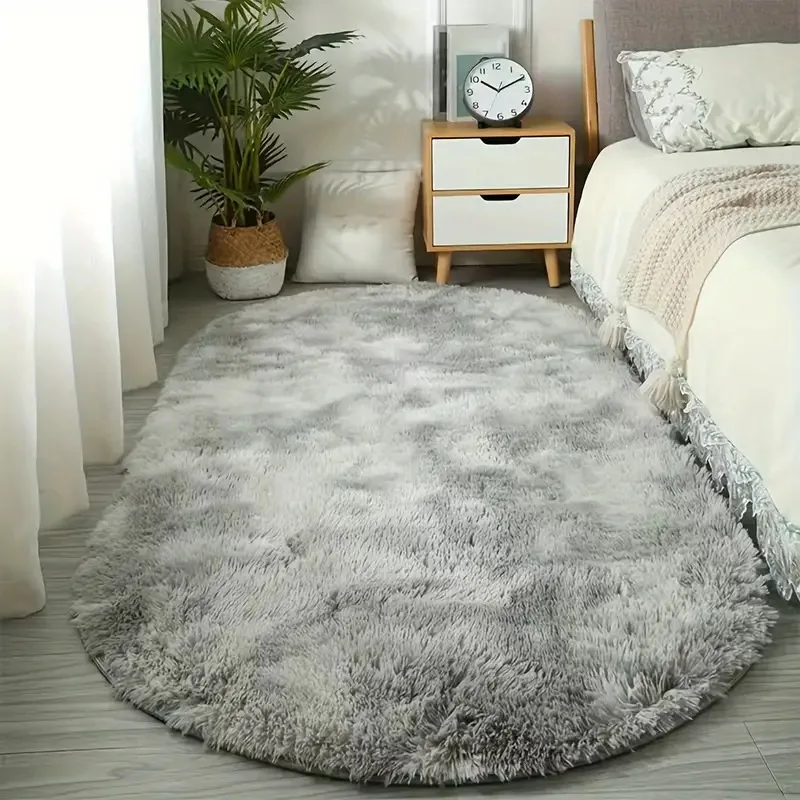 Ultra Soft Shaggy Ellipse Rug Pad Fluffy Colorful Carpet Living Room Home Decor Bedroom Kids Room Salon Thick Pile Carpet