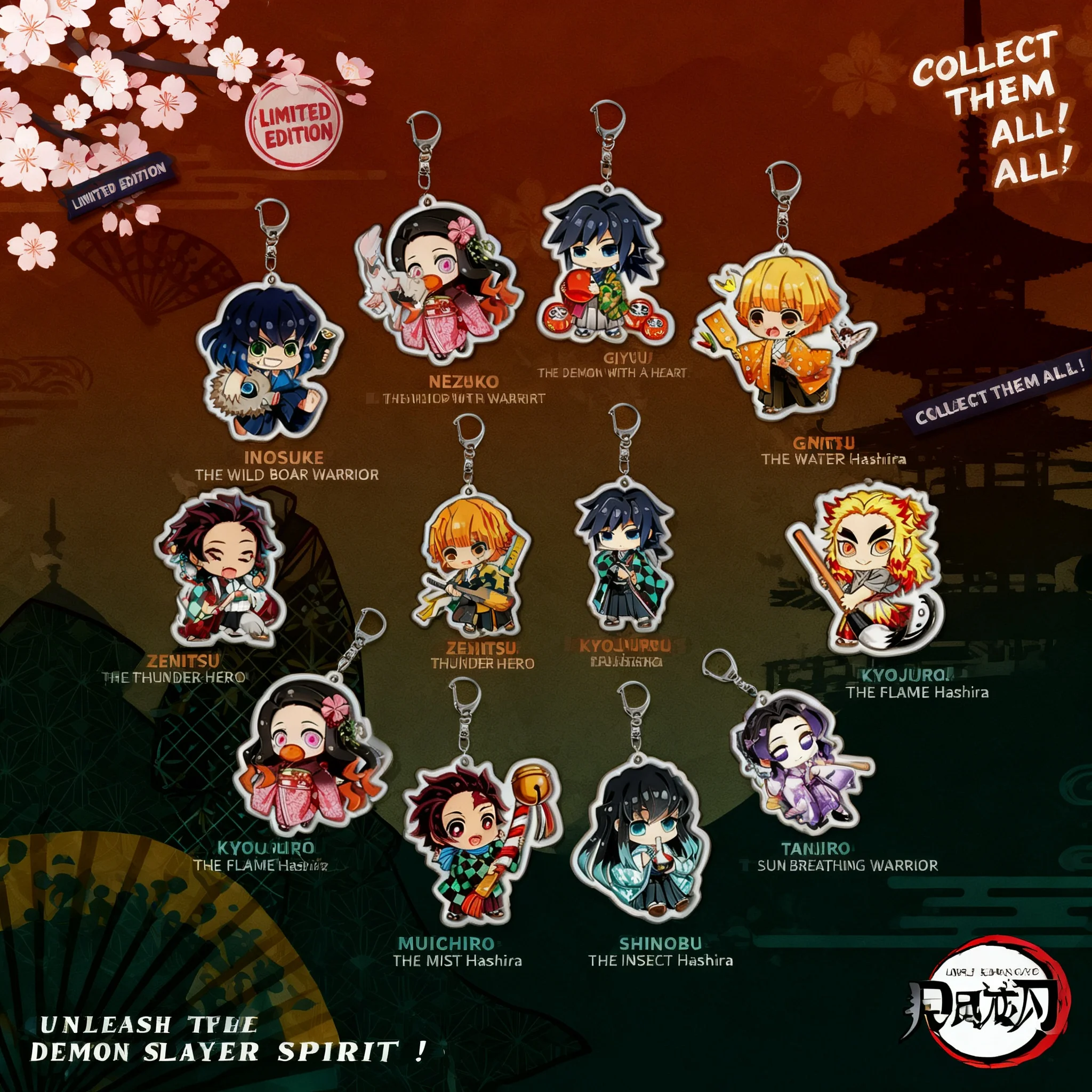 Anime Convention Merchandise - Llavero Acrílico de Demon Slayer Kimetsu