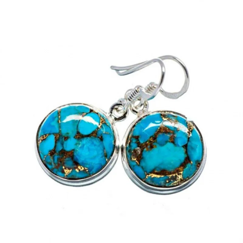 New Fashionable Vintage European American Blue Turquoise Charming Mom Earrings Round for Women Mothers