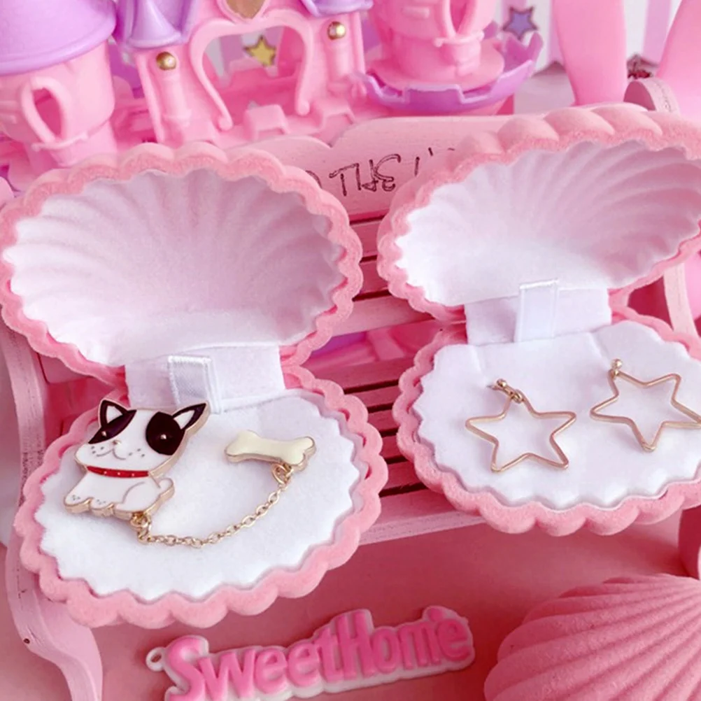 

2Pcs Shell Shaped Jewelry Box Elegant Compact Lightweight Earring Case Romantic Gift Holder Wedding Jewelry Storage