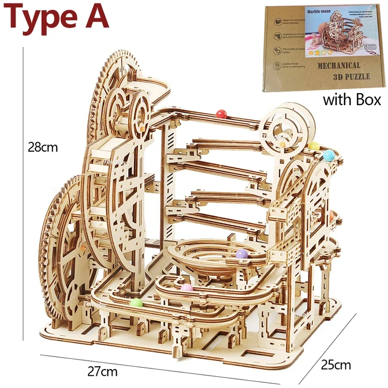 3D Three-dimensional Puzzle Wooden Toys Educational Puzzle Toys DIY Creative Marble Maze Stress Relief