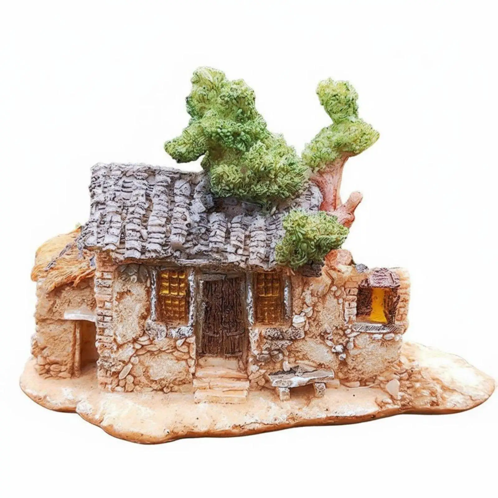 small Landscape House Ornament Nostalgic Design small Landscape Cottage Detailed Craftsmanship Miniature House Figurine for