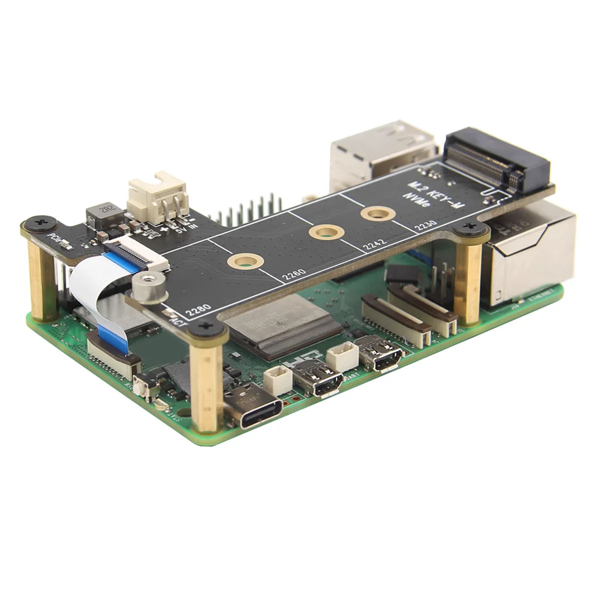 X1001 M.2 NVMe SSD Плата расширения для Raspberry Pi 5 PCIE на M.2 NVME SSD 2280 2242 2230 адаптер