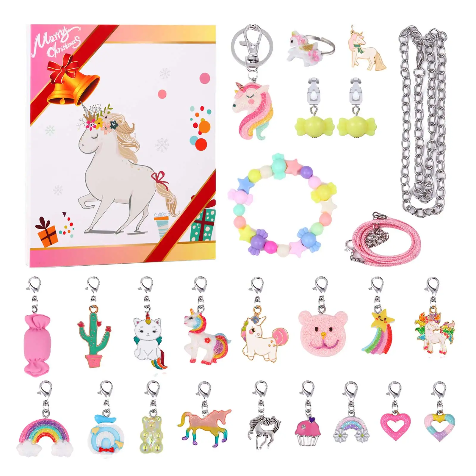 Minuterie numérique pour enfants, compte à rebours, calendrier de l'avent de noël pour enfants, ensemble de bijoux, bague, collier, boucles d'oreilles, minuterie de sable 24 pièces pour enfants