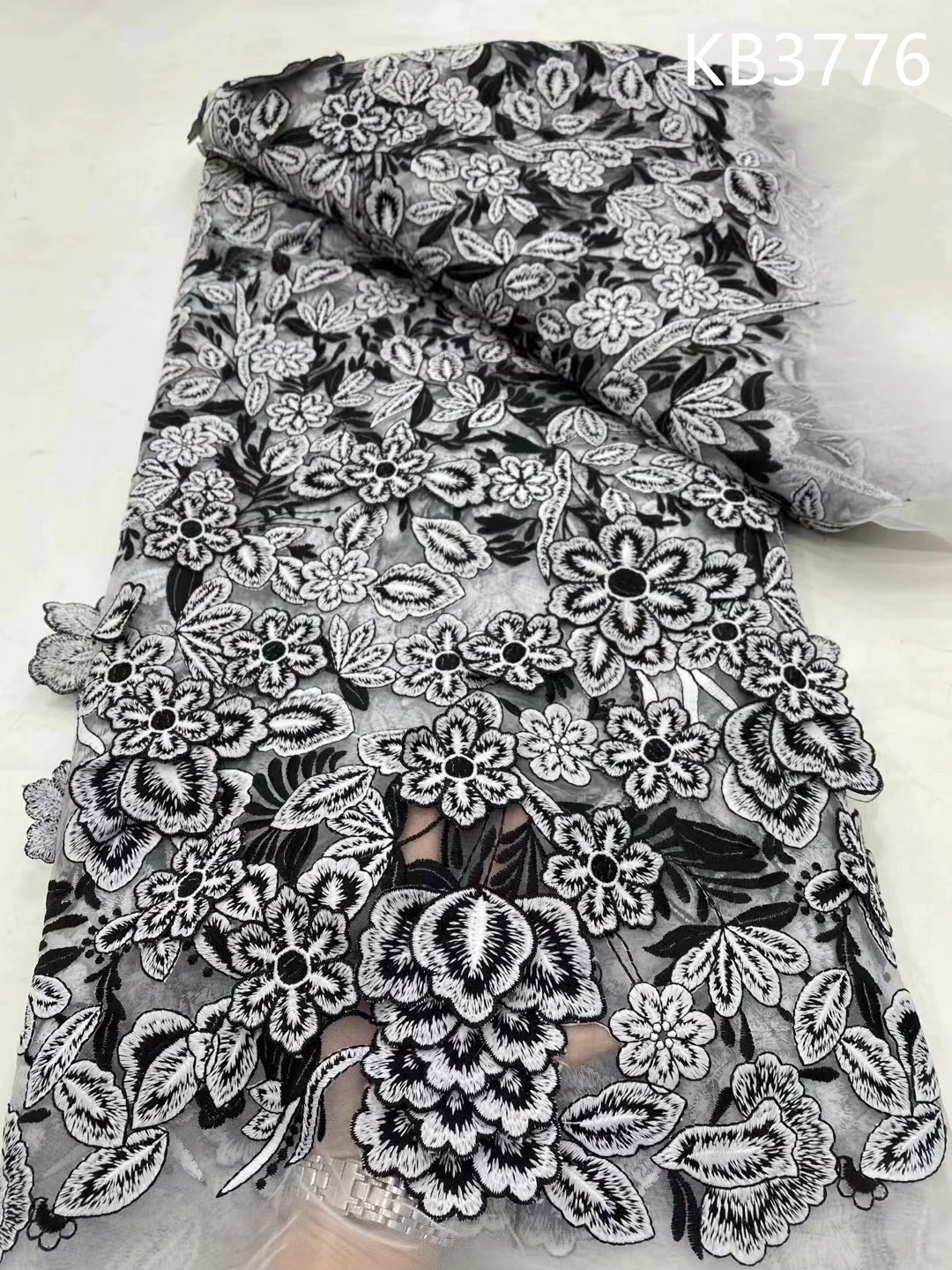 5 ياردة الأزرق ثلاثية الأبعاد زهرة تول أقمشة الدانتيل الأفريقي النسيج الدانتيل جودة عالية 2025 الأبيض الزفاف أقمشة الدانتيل لفستان حفل الزفاف