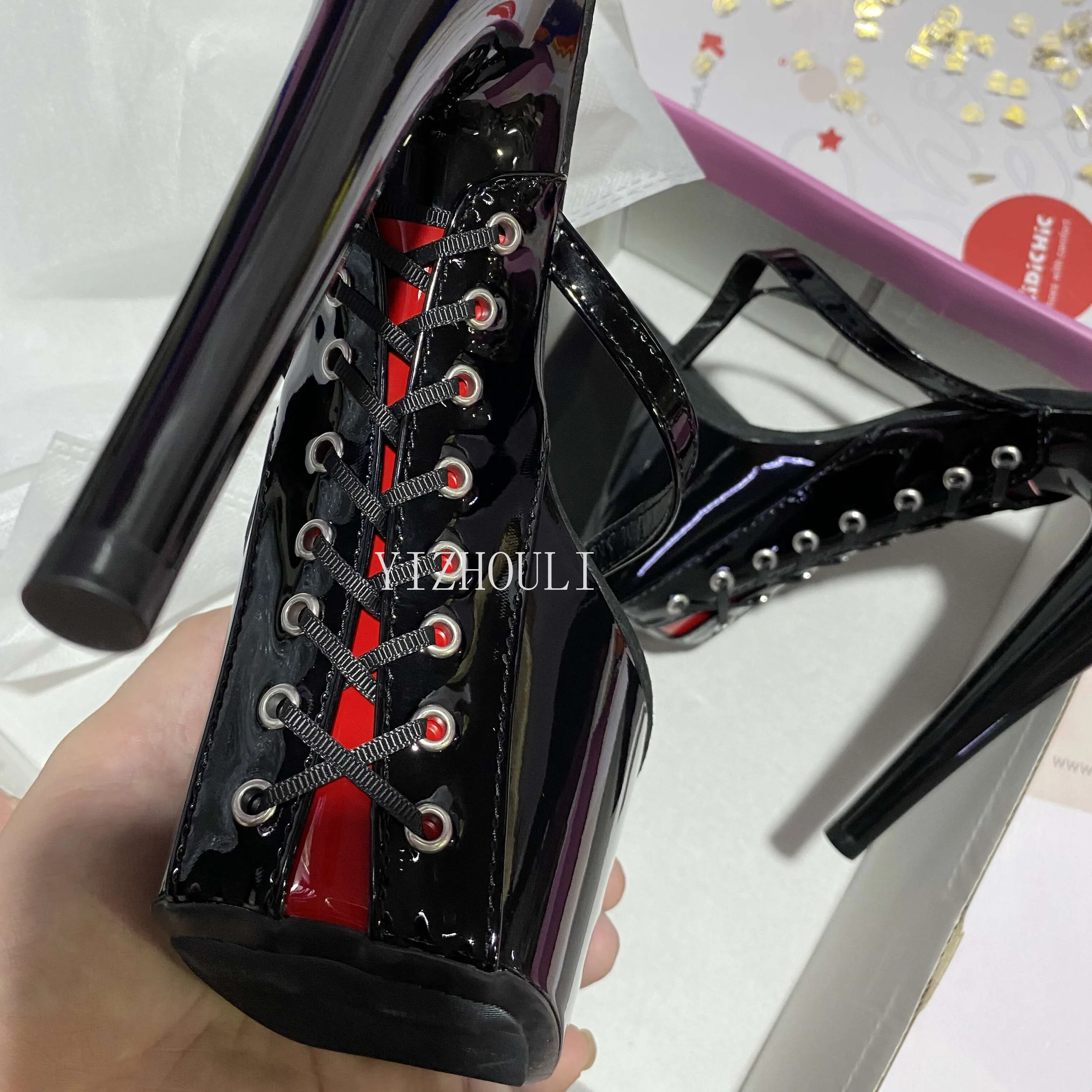 Color can be customized, stylish 15-17-20cm princess slippers, cross strap soles, sexy nightclub heels, model stage show sandals