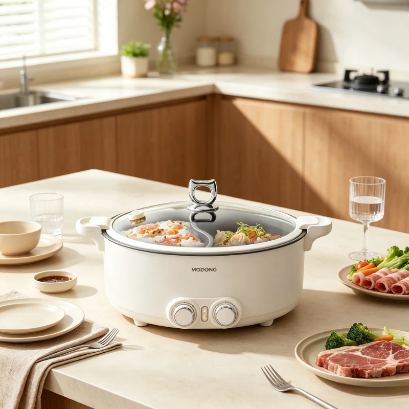 8L Dual Flavor Electric Hot Pot Micro Pressure Nonstick Split Cooker Dual Temperature Control Large Capacity Home Use 전기 훠궈 냄비