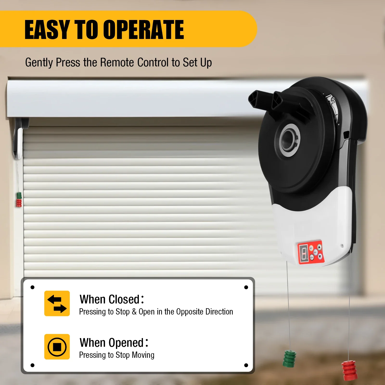 

800N Automatic Roll Up Door Opener Kit Mini Roll Up Garage Door Opener Rolling Door Motor for Garage Barn Warehouse