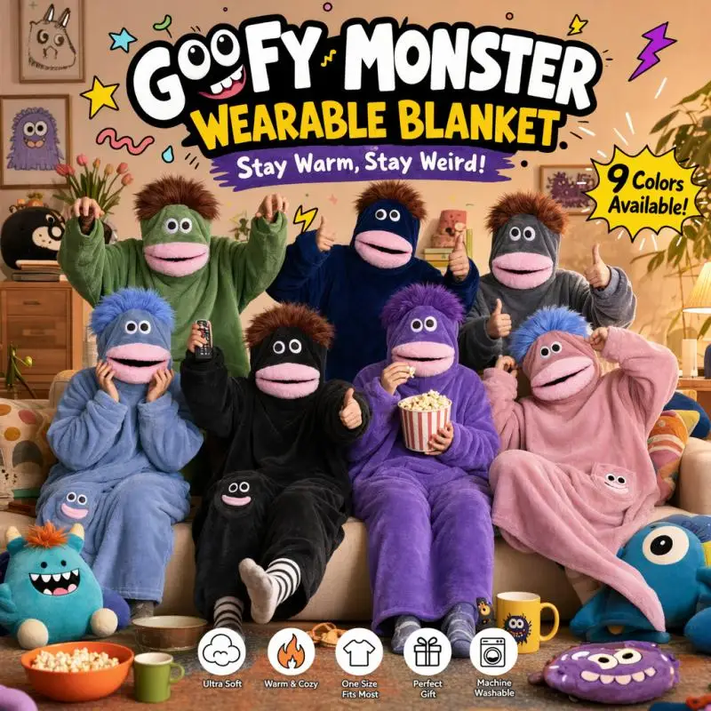 Winter Keep Warm Pajamas Big Mouth Monster Cartoon Wacky Girl Nightdress Boy Comfort Soft Homewear Creativity Festival Gifts