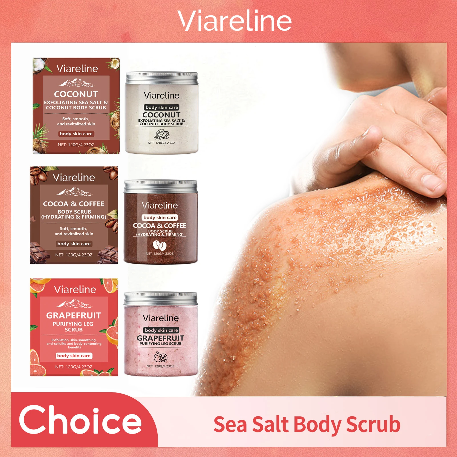 Sea Salt Body Scrub Exfoliating Deep Cleansing Remove Melanin Whiten Skin Shrink Pore Smooth Soft Nourish Coconut Coffee Scrub