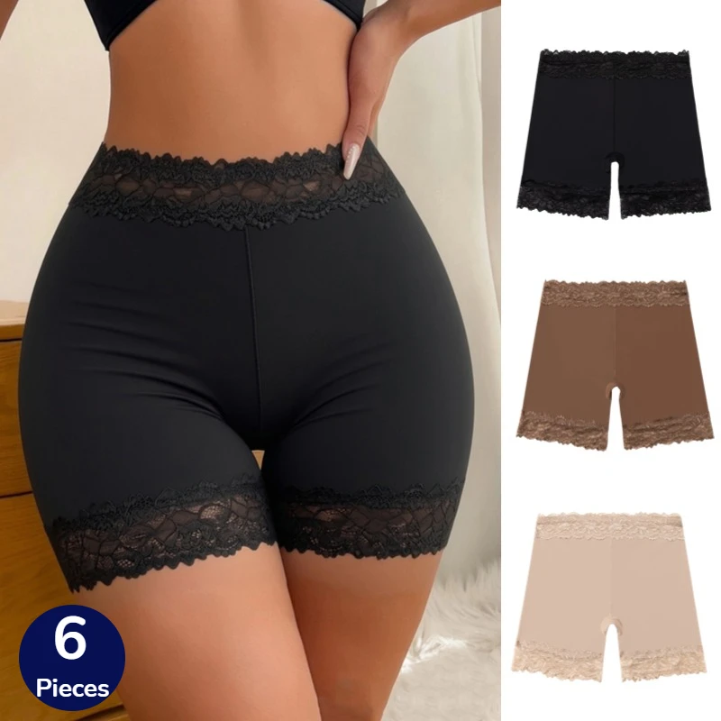 

BZEL 6PCS/Set High WaistWomen's Panties Lace Flower Female Boxers Underwear Shape Body Breathable Comfortable Boyshort Hot Sale