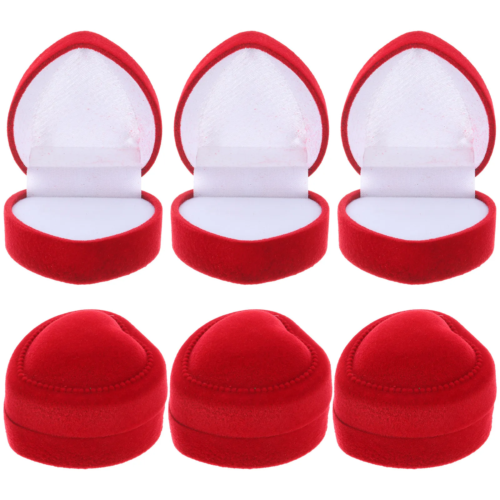 

Набор из 6 шкатулок для колец в форме сердца, элегантные флокированные коробочки для ювелирных украшений, для помолвки, свадьбы, предложения руки и сердца, подарок на девичник, День святого Валентина