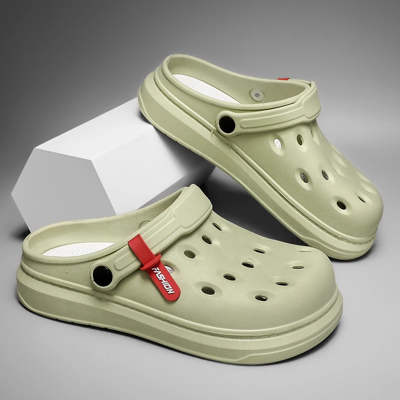 

Летняя одежда 2024, тапочки на половину головы, мужские сандалии на платформе с двумя портативными воздушными сандалиями, женская износостойкая нескользящая пляжная обувь