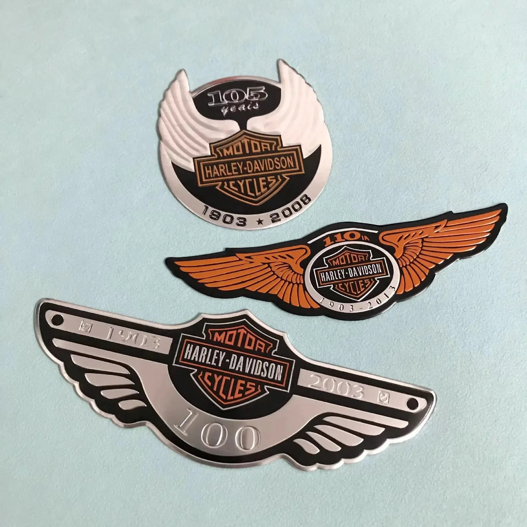 Harley-Davidson motorcycle metal labeling Large 100/105/110th anniversary model wing aluminum sticker tail label