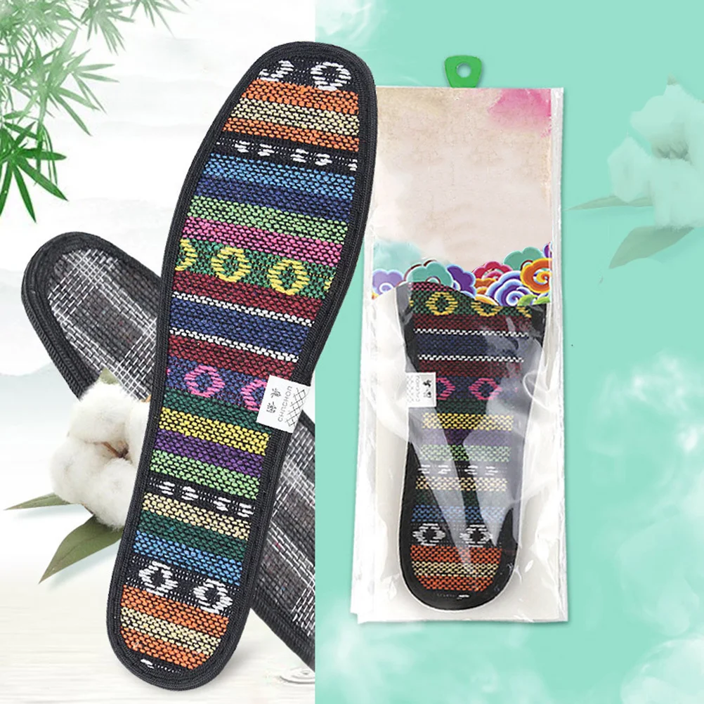 

3Pairs Hand Embroidered Insoles Bamboo Charcoal Sweat Absorbing Deodorant Breathable Foot Care Shoe Pads Sports Insoles Size 44