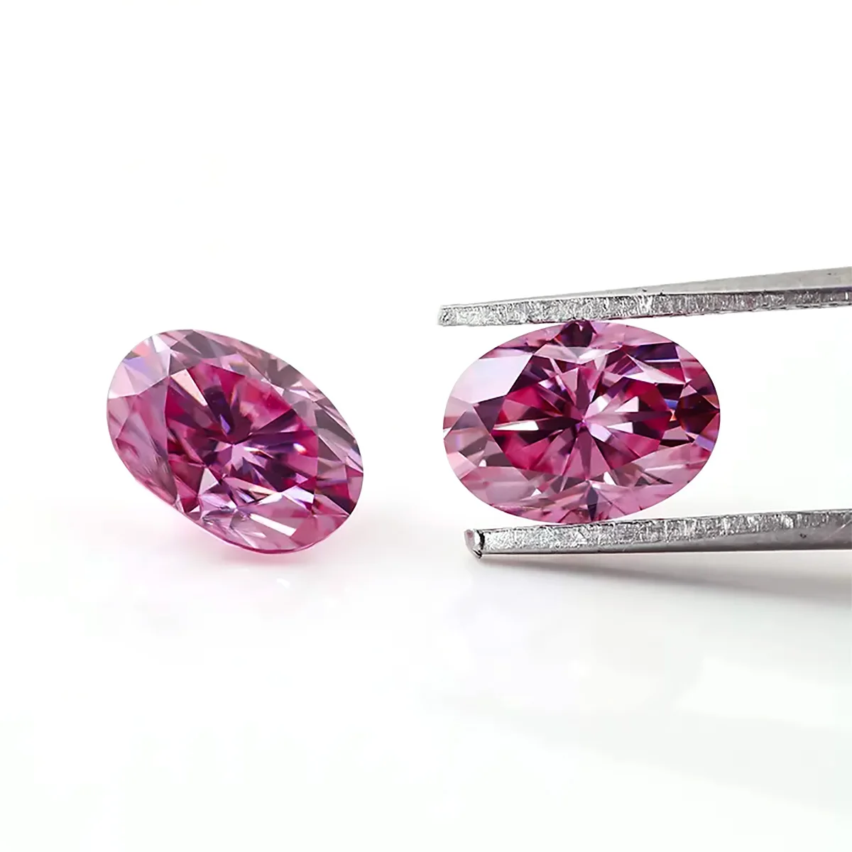 Oval Shape Pink Moissanites Beads  VVS1 Excellent Cut  synthetic With GRA 0.5ct ~5.0ct For  Ring  Make