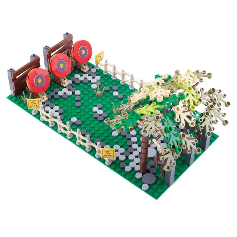 MOC Militärische Schlachtfeld-Landschaftsbausteine – Aufbewahrung von taktischen Ausrüstung/Jail Base/Woodland Scene DIY Bricks Kit für Bastler