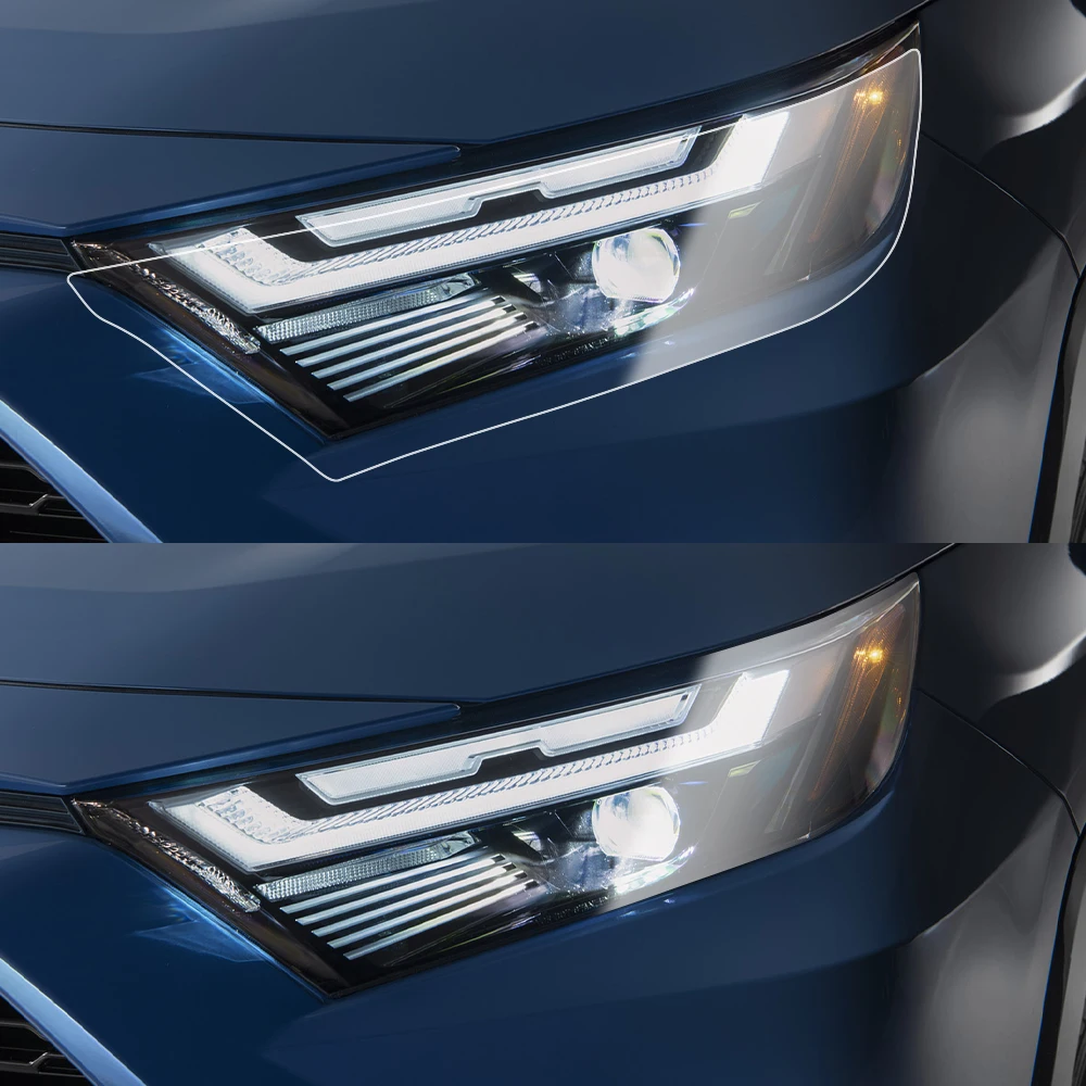 Smoke Black Pre Cut Car Headlight Protective Film For Toyota RAV4 XA50 XA40 2019-2025 Anti-Scratch High-Gloss Vinyl Wrap Film