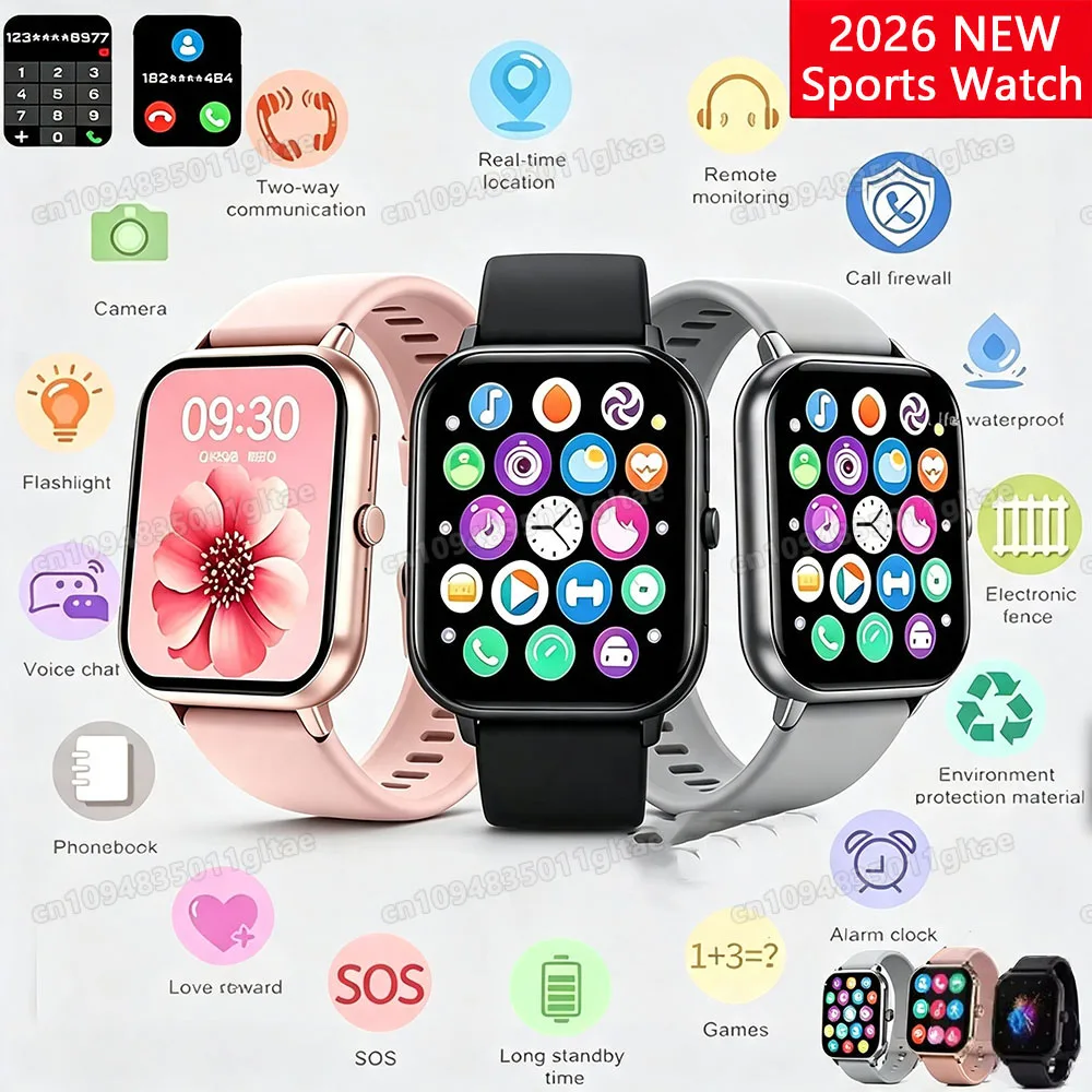Sport Smart Watch Waterproof Fitnes Tracker Wireless Call Message Health Monitor Clock Smartwatch For Men Women iOS Android HT30
