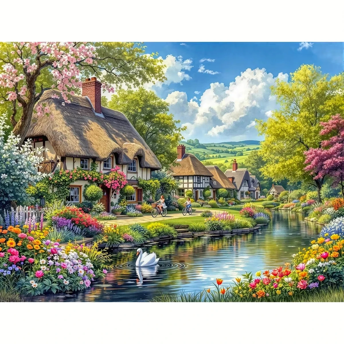 

A Beautiful Village500/1000/1200/2000 PCS Jigsaw Puzzles Family Activity Relaxing Games for Living Room Home Decor Gift