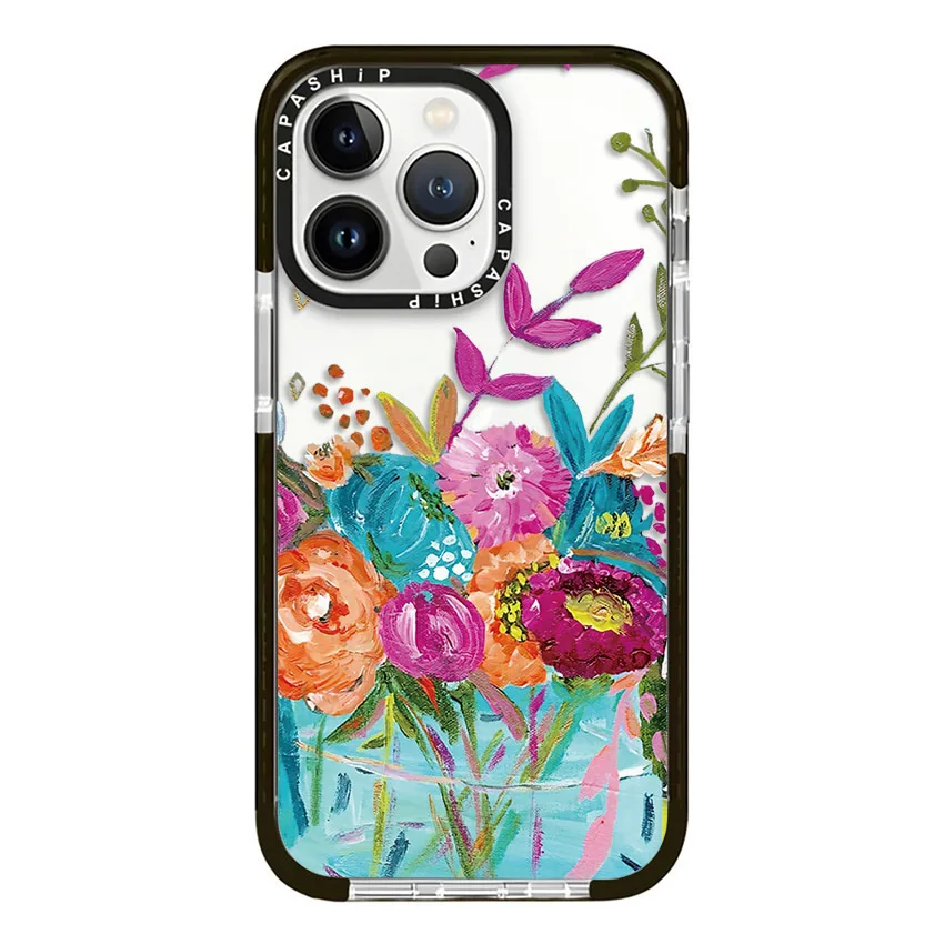 Colour Oil Painting Flowers Case For iPhone 16 15 14 13 12 11 Pro XS XR Max 7 8 Plus SE 2020 2022 Soft TPU Shockproof Back Cover