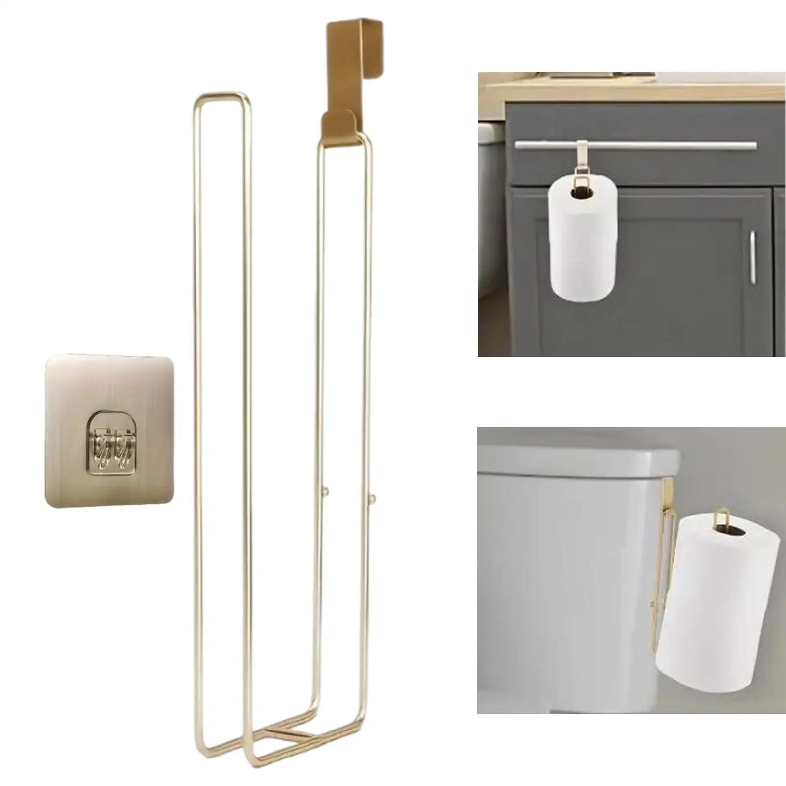 Self Adhesive Toilet Paper Roll Holder Metal Tissue Organizer Wall Mounted Reserve for Kitchen and Bedroom
