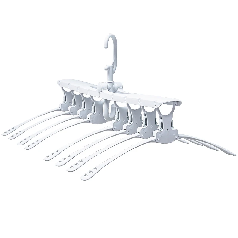 8 in 1 Creative Folding Clothing Wardrobe Storage Hanger Wardrobe organizer 1 button shrink thick hanger Plastic clothes hanging