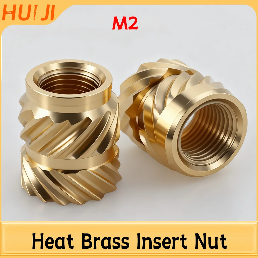 50pcs M2 Brass Heat Insert Nut Metric Threaded Hot Melt Molding Injection Inserts Thermal Nuts for 3d Printing PCB Plastic Part