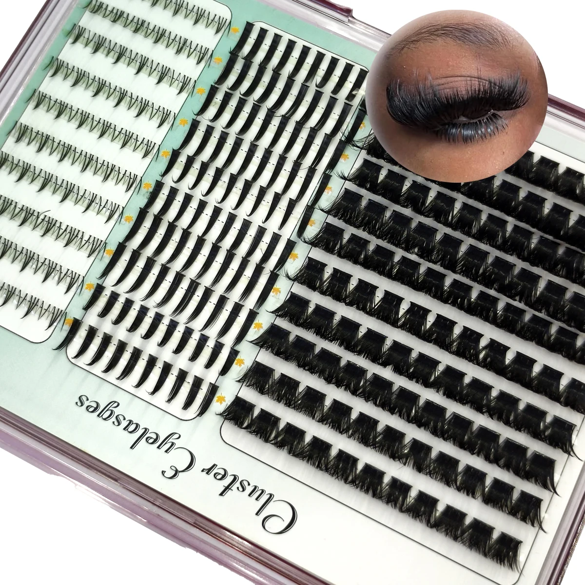 HBZGTLAD 30 Reihen 420 Stück DIY Spiky Wimpernbüschel Braun 10-18mm Volumen-Wimpernbüschel 280P Wispy Manga Cluster Wimpernverlängerungen