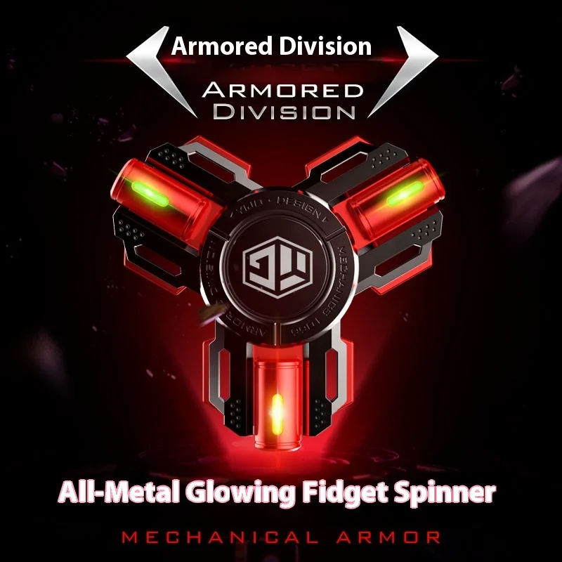 Fidget Spinner mécanique bicolore de qualité supérieure, brille dans la nuit, EDC, avec roulements, cadeau de luxe anti-Stress pour hommes