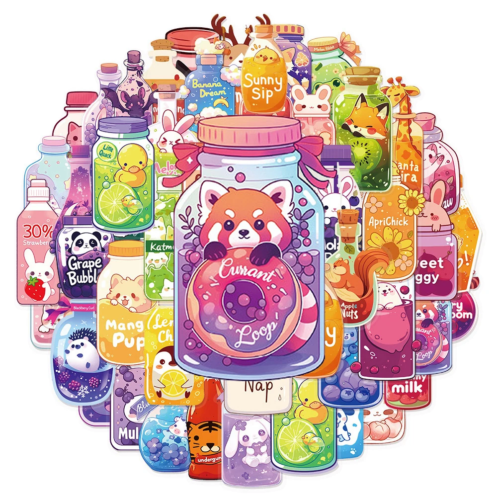 

10/30/50pcs INS Style Animal Drink Cute Cartoon Stickers Aesthetic Kid Decals Toy DIY Stationery Guitar Laptop Graffiti Sticker