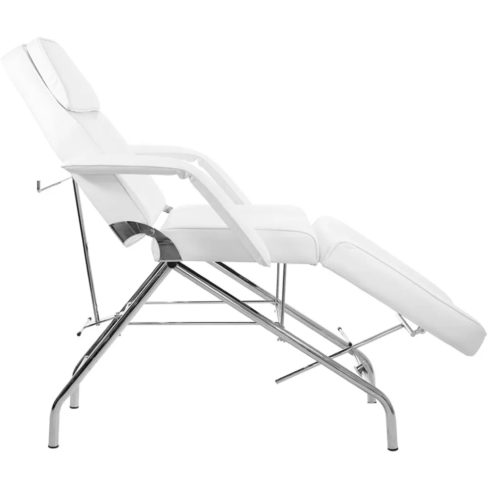 Massage Tables, Basic Facial Chair with Free Stool, Adjustable Metal Bars for Backrest and Footrest, Facial Bed, Massage Table