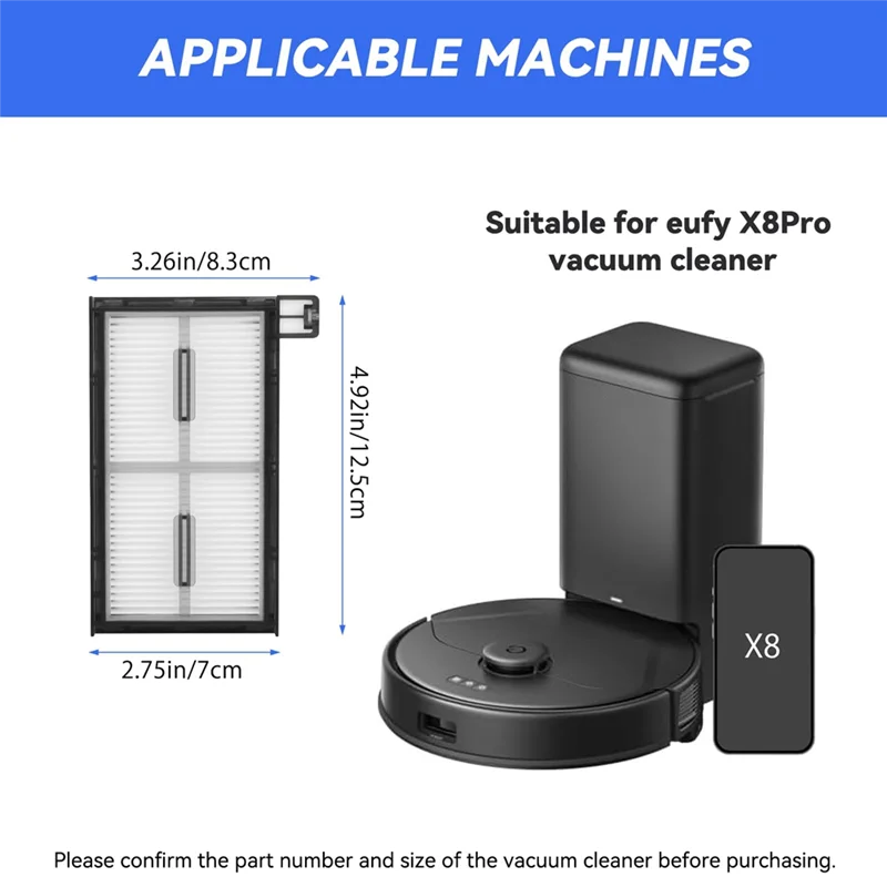 ABPQ-4 pezzi di filtri di ricambio per aspirapolvere serie Eufy X8 Pro - Accessori per filtro aspirapolvere robot X8 Pro