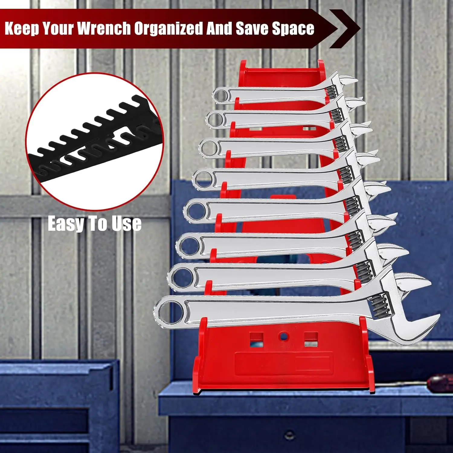 Wrench Organizer Plastic Wrench Organizer Tray Sockets Red Black Storage Tools Rack Sorter Standard Spanner Wrench Holders